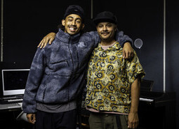 Jordan Stephens (left) reunites with CEO of Audio Active, Adam Joolia