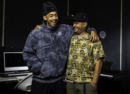 Jordan Stephens (left) reunites with CEO of Audio Active, Adam Joolia