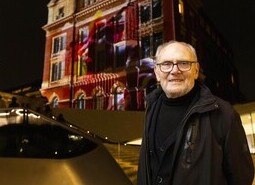 Sir Peter Murray attends the unveiling of a specially commissioned AI artwork from Ouchhh Studio, made using cognitive technology to visualise brainwaves of the Arts & Film ‘Game Changers’ and projected across the façade of the V&A’s Exhibition Road Courtyard building in London, as part of The National Lottery’s 30th birthday celebrations.