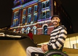Mark Brew attends the unveiling of a specially commissioned AI artwork from Ouchhh Studio, made using cognitive technology to visualise brainwaves of the Arts & Film ‘Game Changers’ and projected across the façade of the V&A’s Exhibition Road Courtyard building in London, as part of The National Lottery’s 30th birthday celebrations.