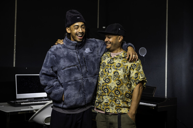 Jordan Stephens (left) reunites with CEO of Audio Active, Adam Joolia