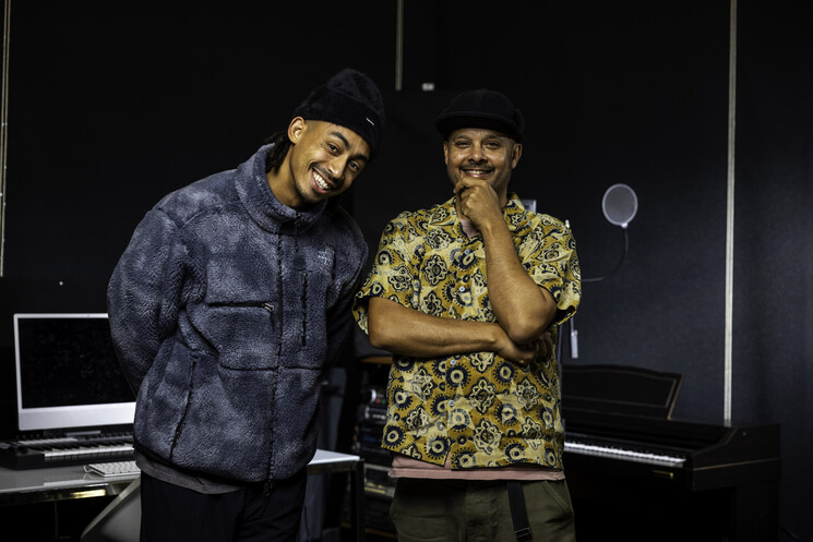 Jordan Stephens (left) reunites with CEO of Audio Active, Adam Joolia