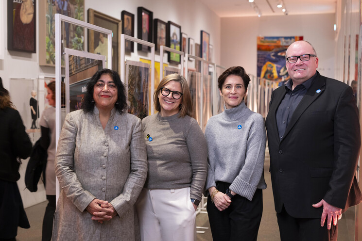 (Left to right) Film director, Gurinder Chadha, Alison Rashley, executive artistic director of Television Workshop, actress, Vicky McClure and Darren Henley, CEO of Arts Council England